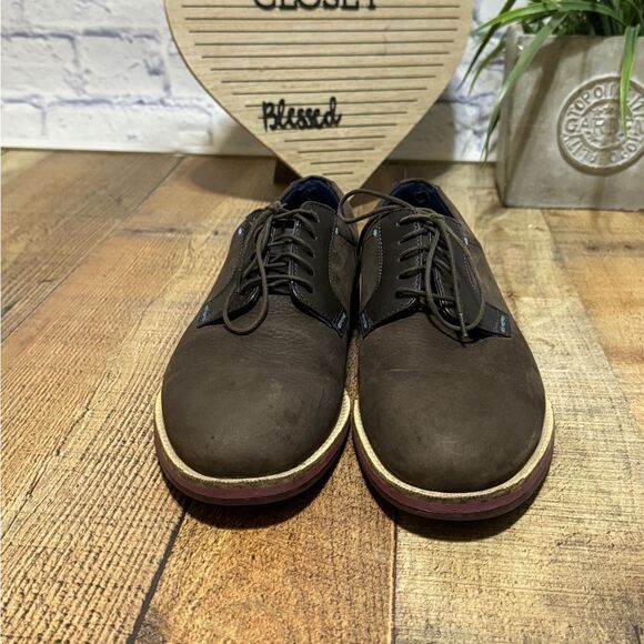 Ted Baker Shoes Sz 9 M Brown Derby Oxfords LEATHER NEWBUCK DEEKUN‎